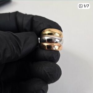 Watch Video / Rare 18K Gold Tricolor Triple Band Ring